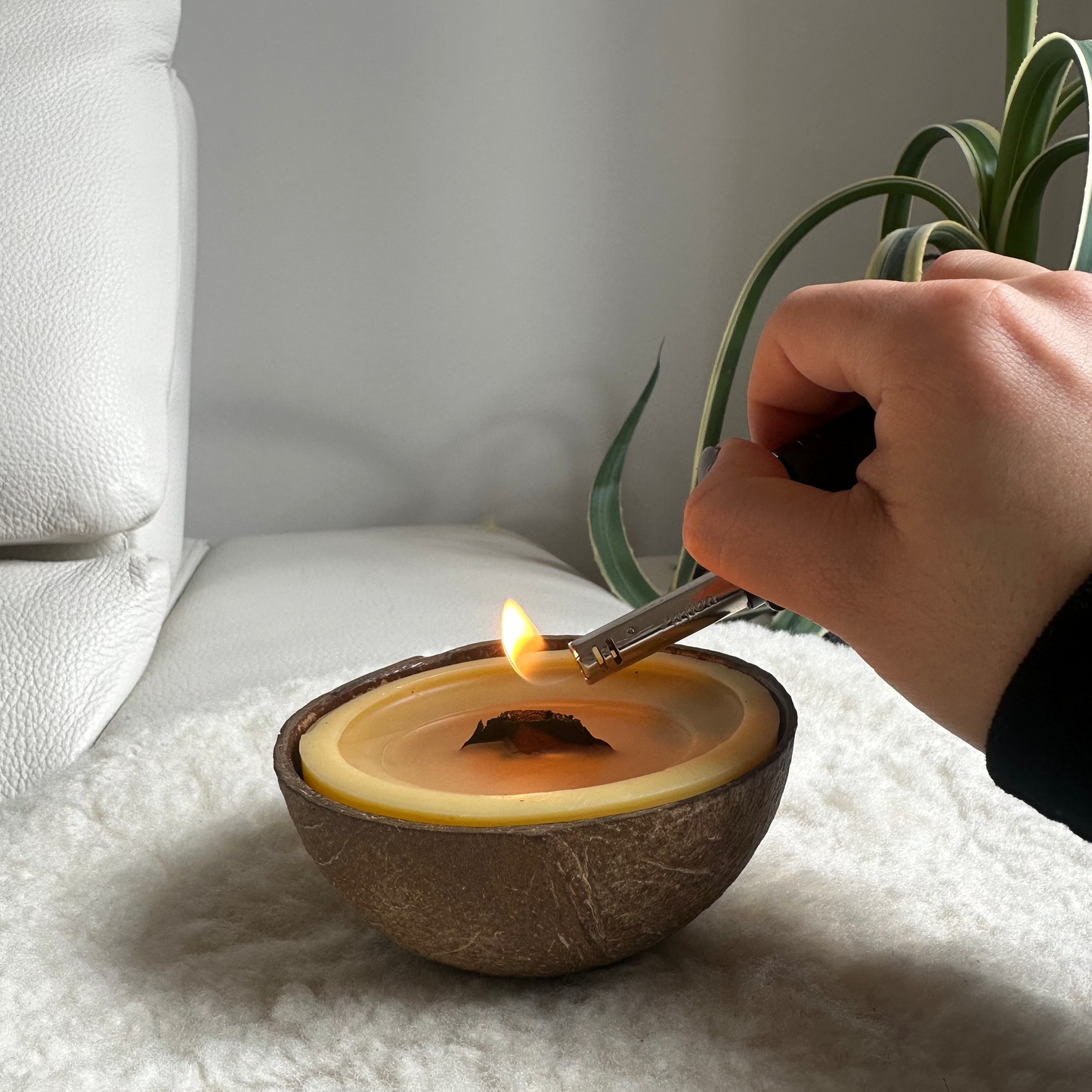 Long candle lighter for safely lighting deep candle jars