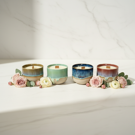 Candle Scent. Coffee Candle with flowers