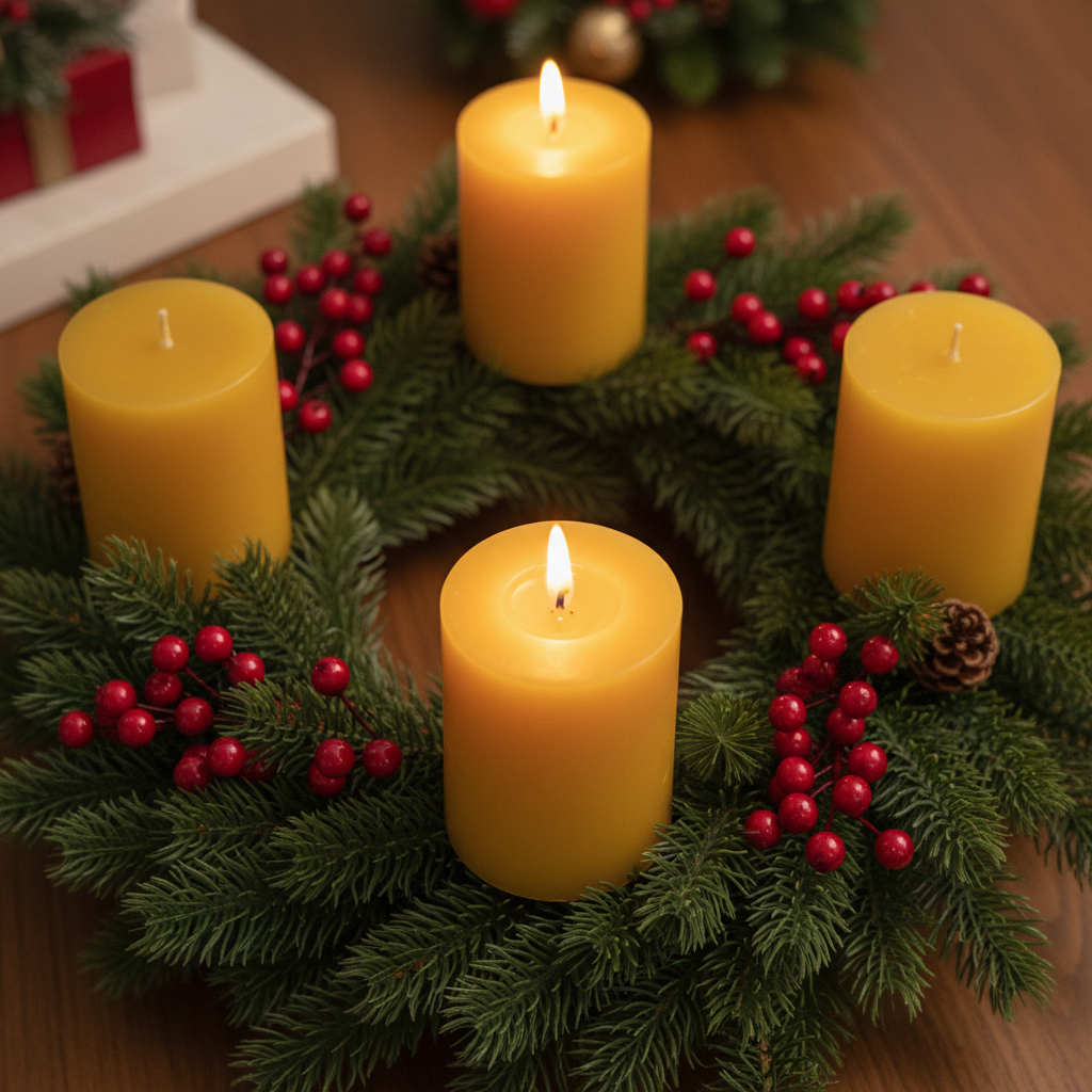 ADVENT PILLAR CANDLES SET