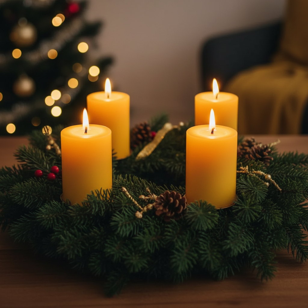ADVENT PILLAR CANDLES SET