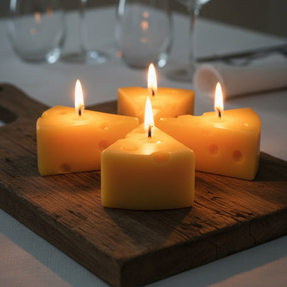 Handcrafted beeswax cheese candles by CocoBee – natural honey scent